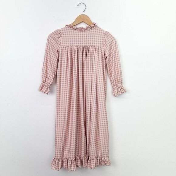 SweetHoney Single Button Ruffle Collar Hem Cuff Neutral Gingham Robe - Picture 2 of 8